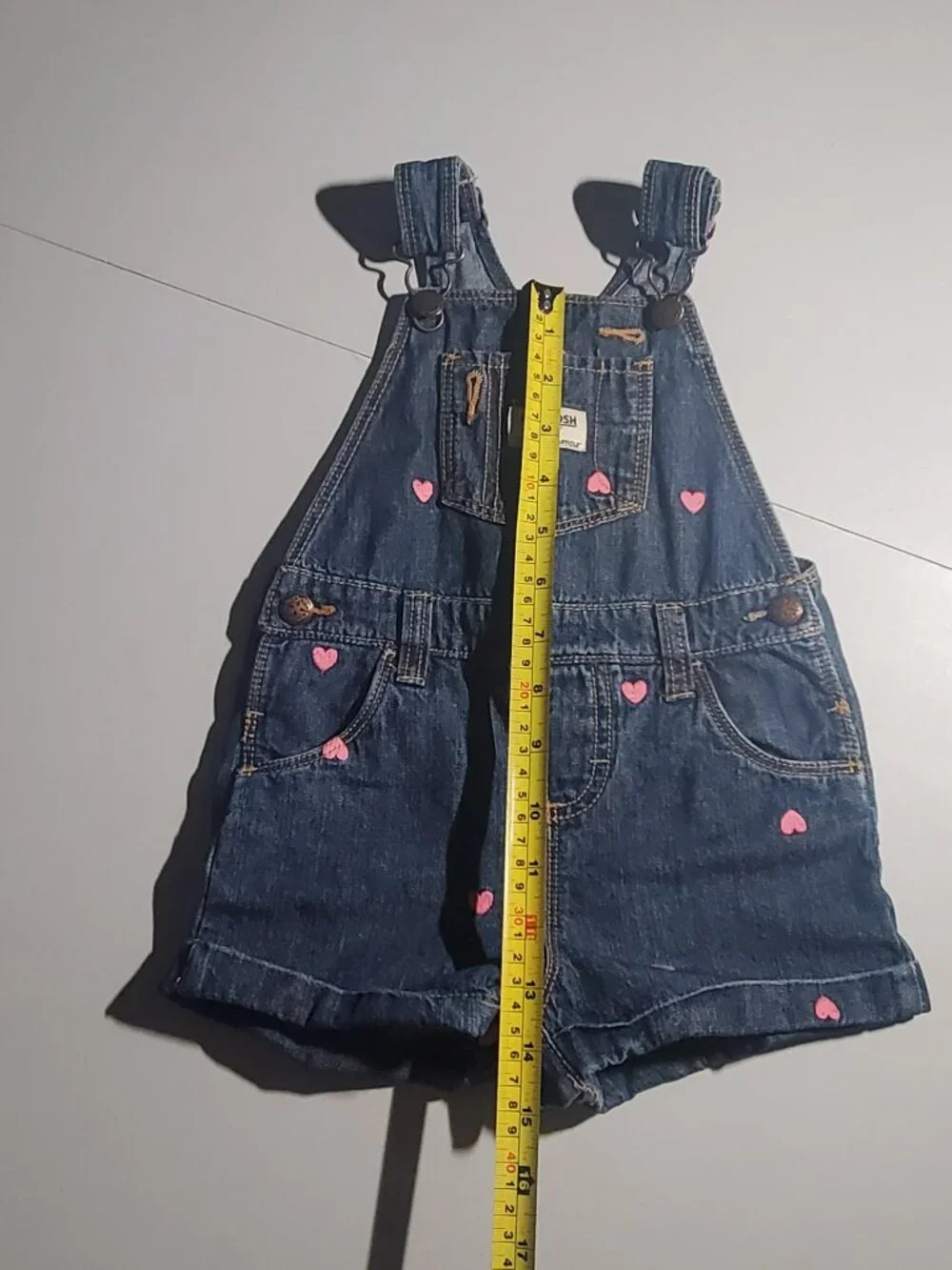 Oshkosh B’gosh Heart Embroidered Denim Shortalls sz 24 months